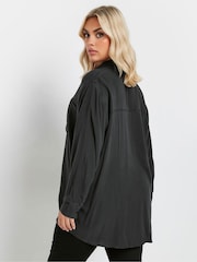 Yours Curve Grey Washed Chambray Shirt - Image 3 of 4