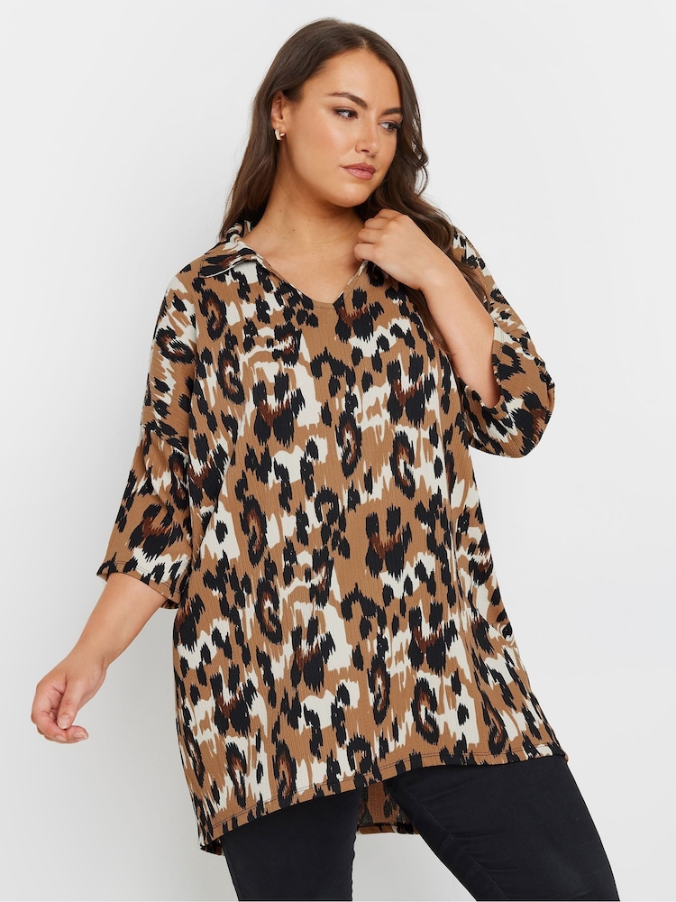 Yours Curve Natural Abstract Structured Jersey Tunics - Image 1 of 5