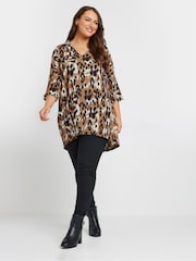 Yours Curve Natural Abstract Structured Jersey Tunics - Image 2 of 5