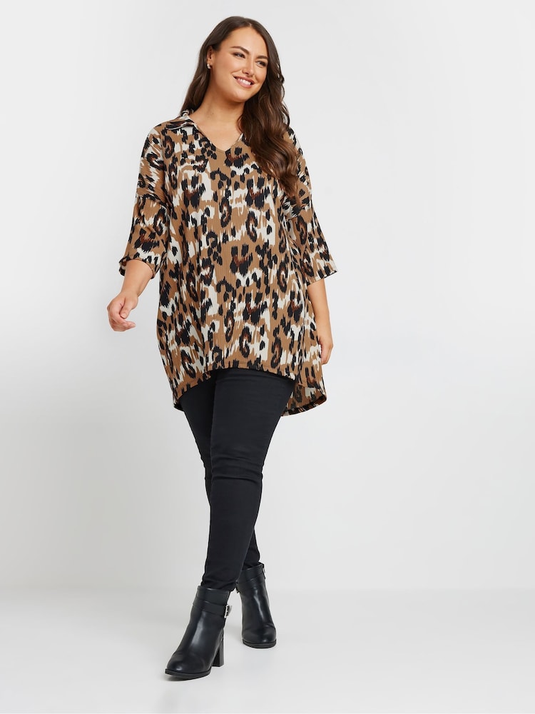 Yours Curve Natural Abstract Structured Jersey Tunics - Image 2 of 5