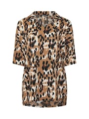 Yours Curve Natural Abstract Structured Jersey Tunics - Image 5 of 5