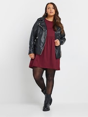 Yours Curve Red Frill Sleeve Smock Tunic Dress - Image 2 of 5