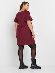 Yours Curve Red Frill Sleeve Smock Tunic Dress - Image 3 of 5