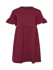 Yours Curve Red Frill Sleeve Smock Tunic Dress - Image 5 of 5