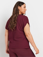 Yours Curve Red Limited Bubble Tex Top - Image 3 of 5
