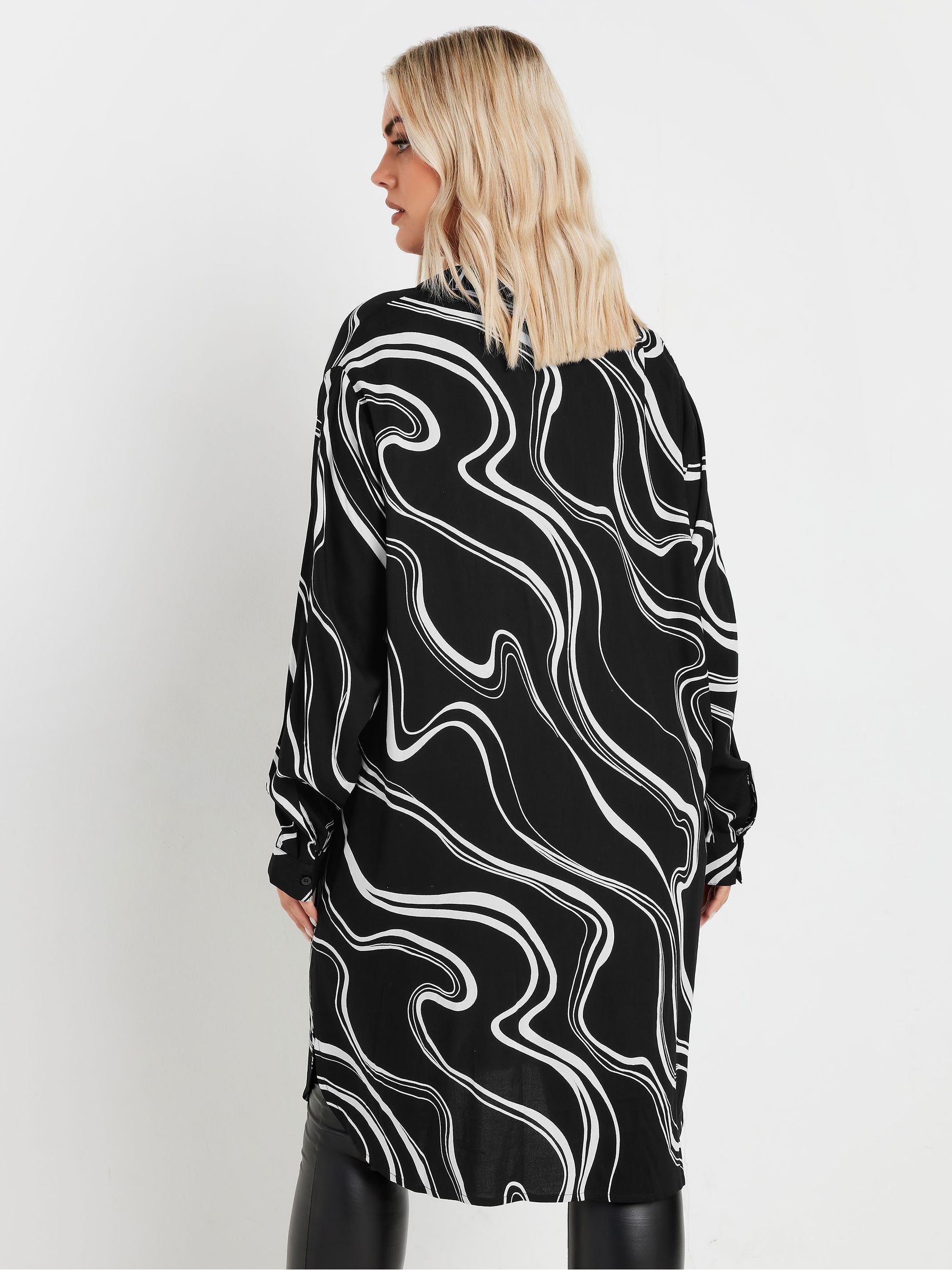 Buy Yours Curve Black Longline Long Sleeve Shirt from Next USA