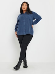 Yours Curve Blue Washed Chambray Shirt - Image 2 of 5