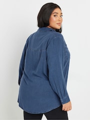 Yours Curve Blue Washed Chambray Shirt - Image 3 of 5