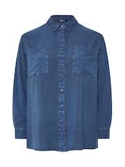 Yours Curve Blue Washed Chambray Shirt - Image 5 of 5