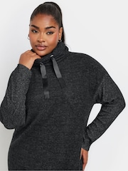 Yours Curve Grey Soft Touch Hoodie Dress - Image 4 of 5