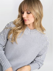 Gina Bacconi Grey Maisie Pearl Jumper - Image 3 of 3
