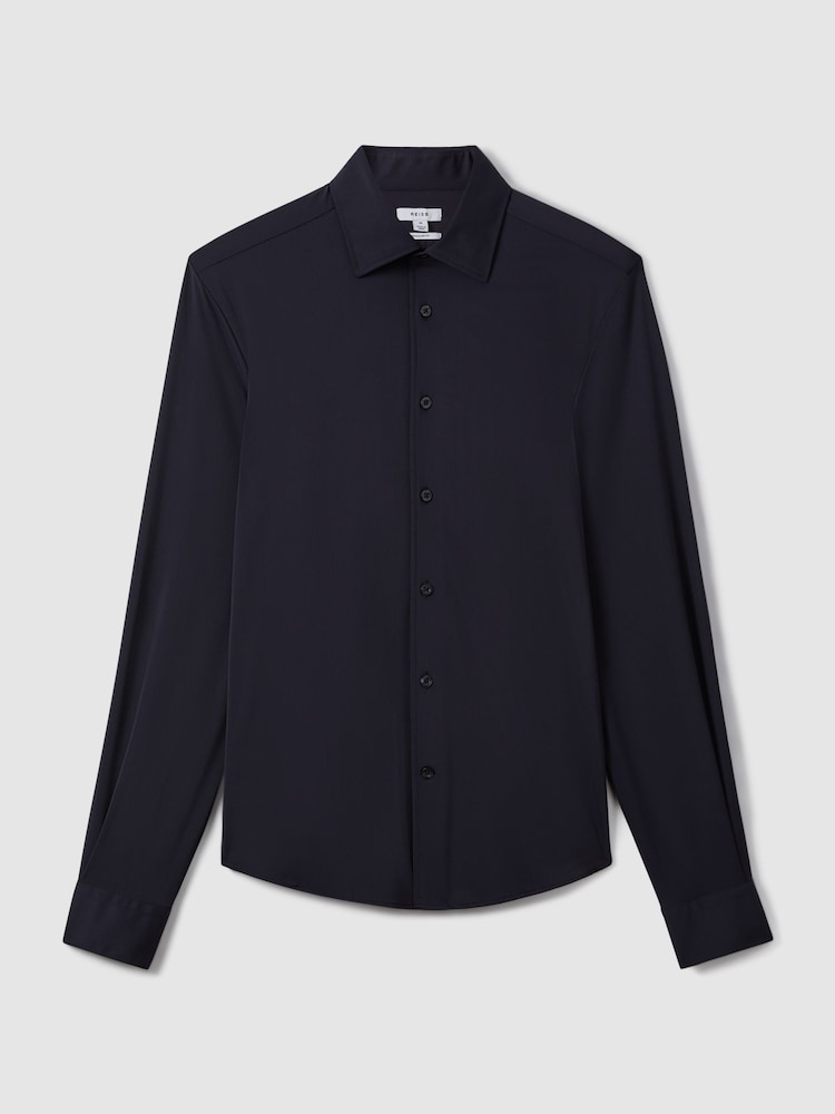 Reiss Navy Voyager Long-Sleeve Travel Shirt - Image 2 of 7