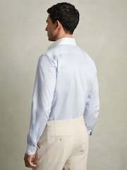 Reiss Contrast S Blue Caldwell Regular-Fit Cotton Pin-Collar Shirt - Image 5 of 8