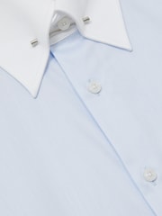 Reiss Contrast S Blue Caldwell Regular-Fit Cotton Pin-Collar Shirt - Image 8 of 8