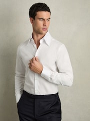Reiss White Caldwell Regular-Fit Cotton Pin-Collar Shirt - Image 1 of 7