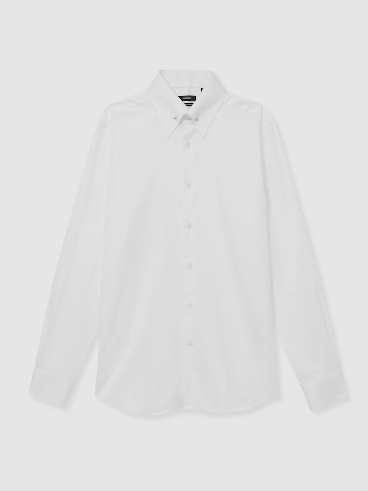 Reiss White Caldwell Regular-Fit Cotton Pin-Collar Shirt - Image 2 of 7