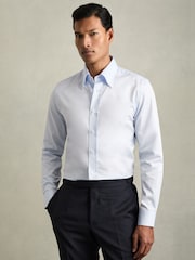 Reiss Soft Blue Allora Regular-Fit Cotton Button-Down Shirt - Image 1 of 6