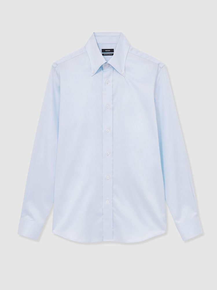 Reiss Soft Blue Allora Regular-Fit Cotton Button-Down Shirt - Image 2 of 6