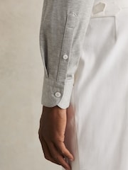Reiss Grey Melange Nate Cotton-Blend Jersey Cutaway-Collar Shirt - Image 4 of 8