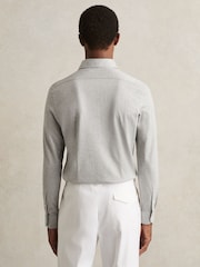 Reiss Grey Melange Nate Cotton-Blend Jersey Cutaway-Collar Shirt - Image 5 of 8