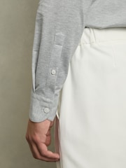 Reiss Grey Melange Nate Cotton-Blend Jersey Cutaway-Collar Shirt - Image 7 of 8