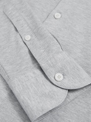 Reiss Grey Melange Nate Cotton-Blend Jersey Cutaway-Collar Shirt - Image 8 of 8