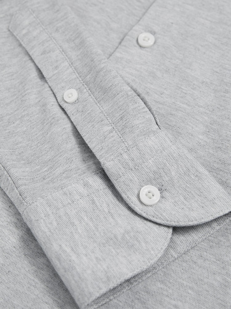 Reiss Grey Melange Nate Cotton-Blend Jersey Cutaway-Collar Shirt - Image 8 of 8