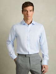 Reiss Soft Blue Bishopsgate Cotton-Tencel Stretch Shirt - Image 1 of 5