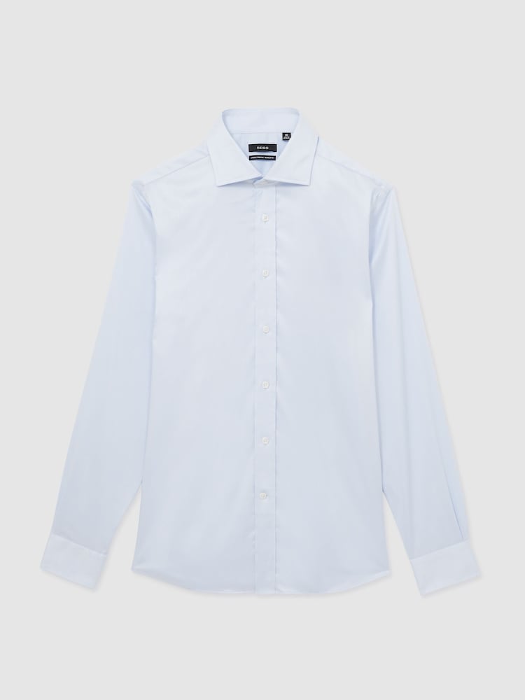 Reiss Soft Blue Bishopsgate Cotton-Tencel Stretch Shirt - Image 2 of 5