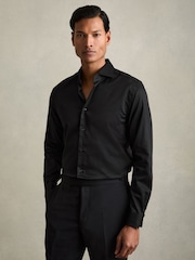 Reiss Black Storm Double Cuff Double-Cuff Two-Fold Cotton Shirt - Image 1 of 6