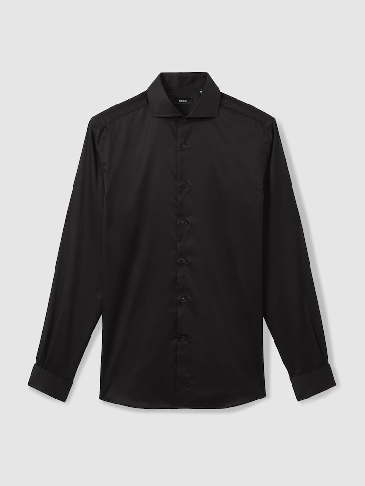 Reiss Black Storm Double Cuff Double-Cuff Two-Fold Cotton Shirt - Image 2 of 6