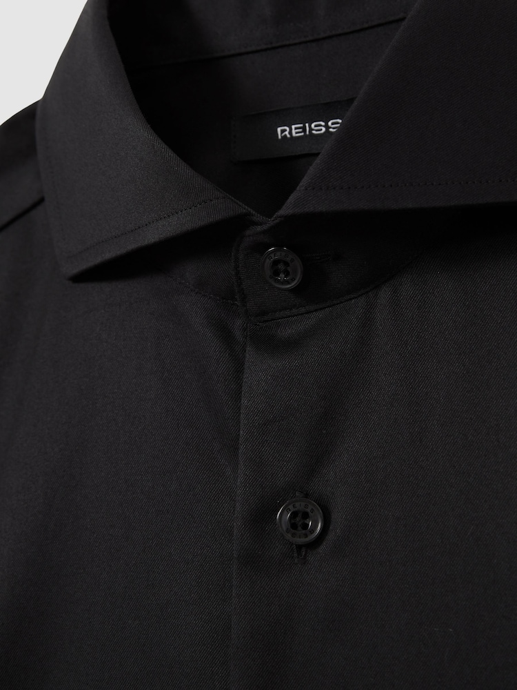 Reiss Black Storm Double Cuff Double-Cuff Two-Fold Cotton Shirt - Image 6 of 6