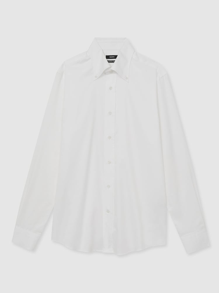 Reiss White Allora Regular-Fit Cotton Button-Down Shirt - Image 2 of 6