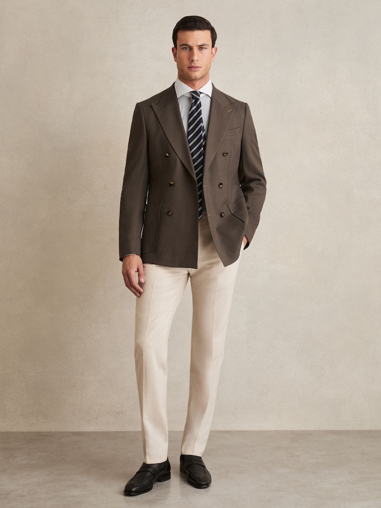 Reiss Contrast Stripe Grey Ascot Cotton-Lyocell Stripe Shirt - Image 3 of 7