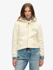 Superdry Cream Tattoo Rhinestone Zip Hoodie - Image 1 of 6
