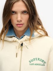 Superdry Cream Tattoo Rhinestone Zip Hoodie - Image 3 of 6