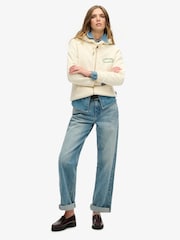 Superdry Cream Tattoo Rhinestone Zip Hoodie - Image 4 of 6
