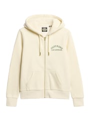 Superdry Cream Tattoo Rhinestone Zip Hoodie - Image 6 of 6