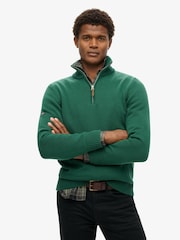 Superdry Green 100% Cotton Classics Knit Henley Jumper - Image 1 of 4