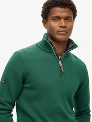 Superdry Green 100% Cotton Classics Knit Henley Jumper - Image 4 of 4