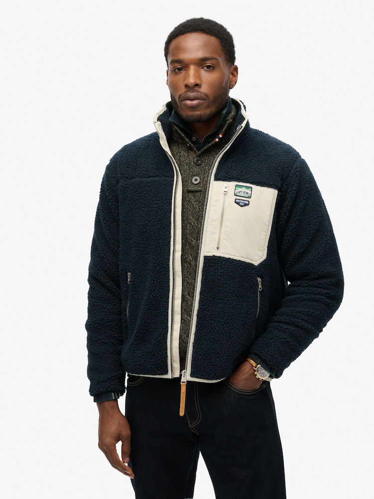 Superdry Blue Vintage Retro Full Zip Relaxed Fleece - Image 1 of 4