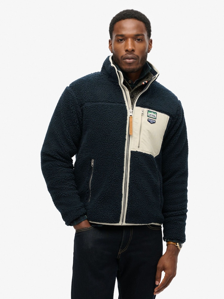 Superdry Blue Vintage Retro Full Zip Relaxed Fleece - Image 2 of 4