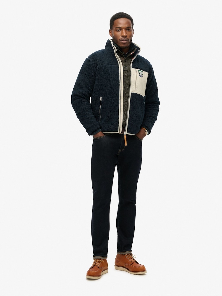 Superdry Blue Vintage Retro Full Zip Relaxed Fleece - Image 3 of 4