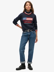 Superdry Blue Americana Roll Neck Knit Jumper - Image 2 of 4