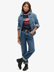 Superdry Blue Americana Roll Neck Knit Jumper - Image 3 of 4