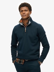Superdry Blue Core Pique Henley Sweatshirt - Image 1 of 2