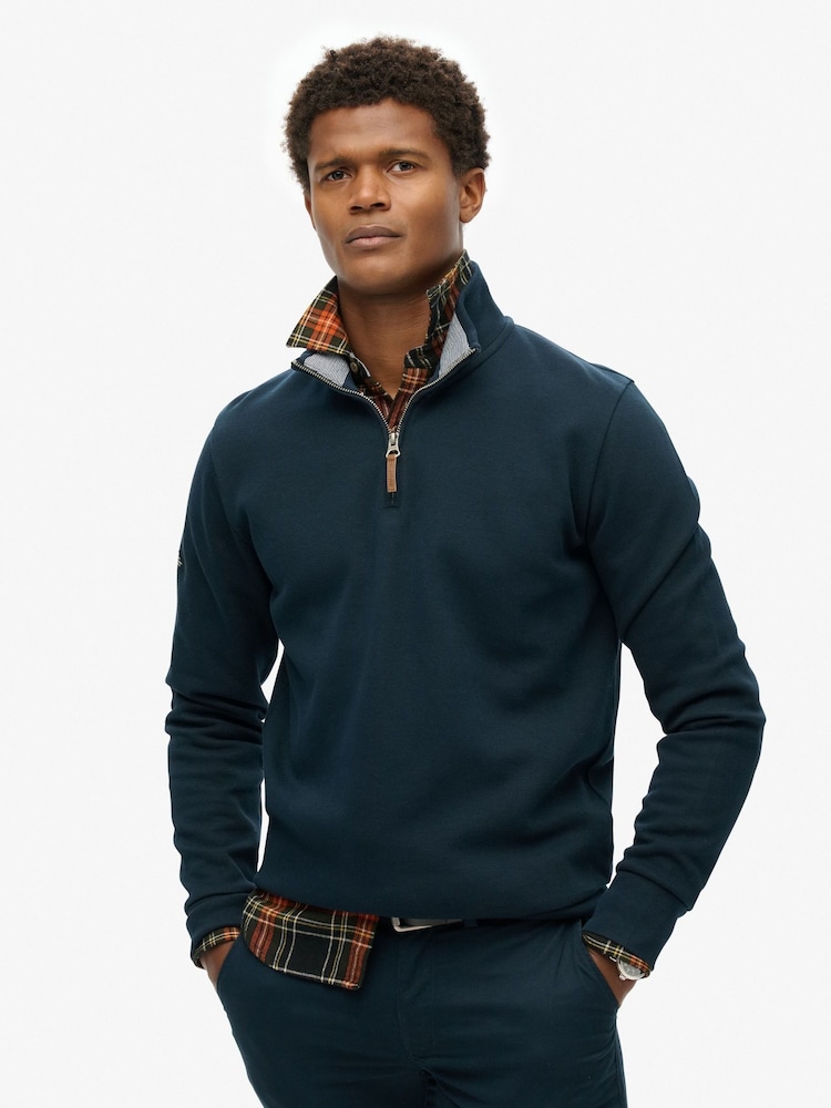 Superdry Blue Core Pique Henley Sweatshirt - Image 1 of 2