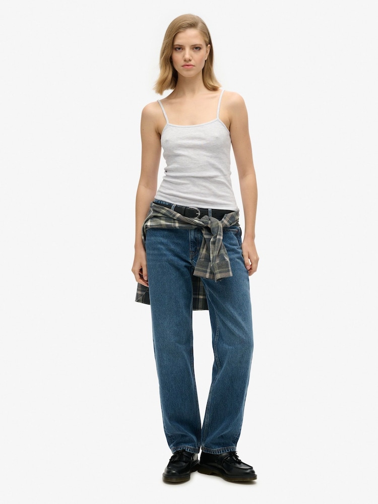 Superdry Grey Fine Rib Cami Vest Top - Image 2 of 3