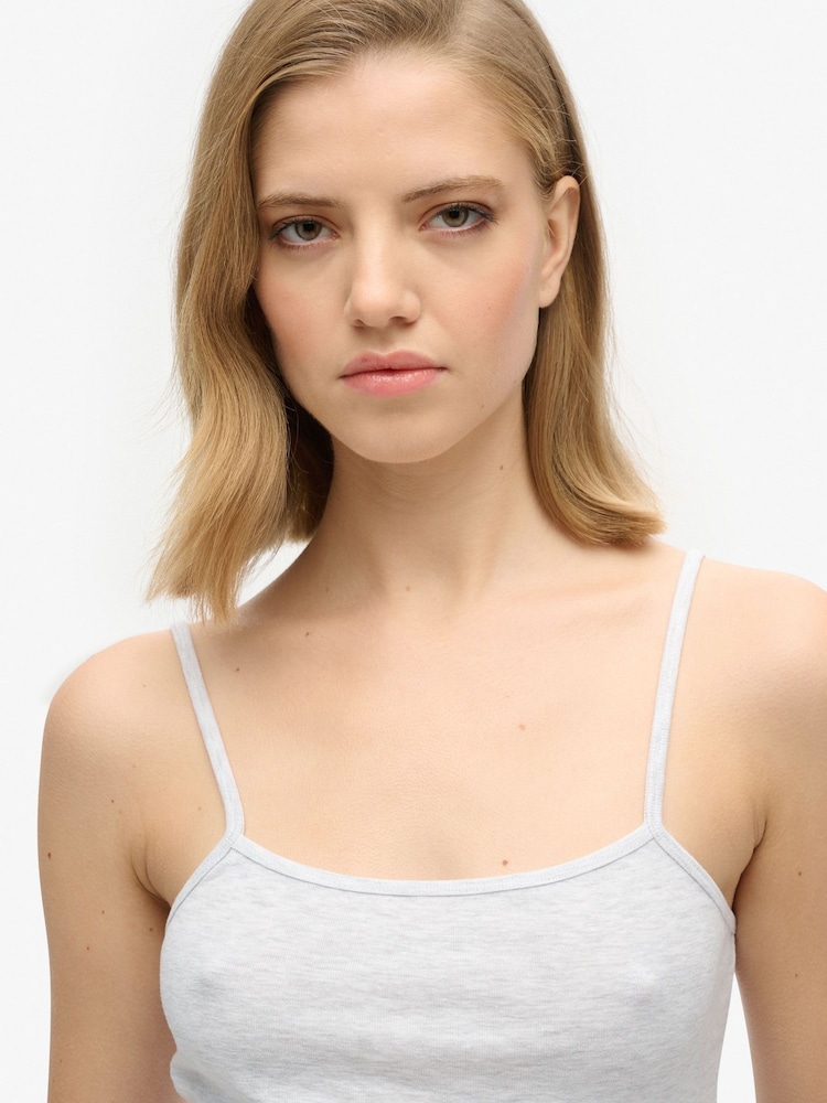 Superdry Grey Fine Rib Cami Vest Top - Image 3 of 3 Superdry Grey Fine Rib Cami Vest Top - Image 3 of 3