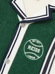 Reiss Green/Off White Appling 3-9 yrs Cotton Colour-Block Varsity Shirt - Image 4 of 4
